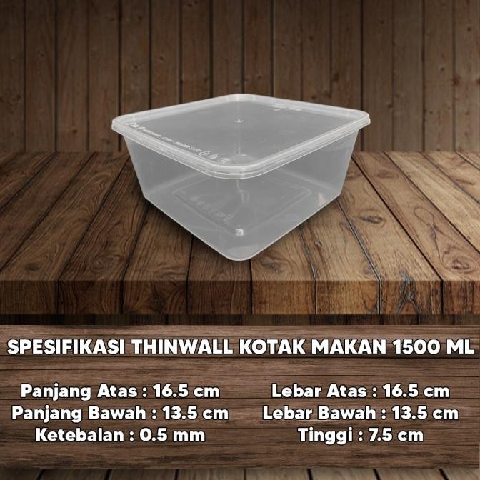 Kotak Plastik Bening 1500 Ml / Lunch Box / Kotak Makan /Food Container Asli