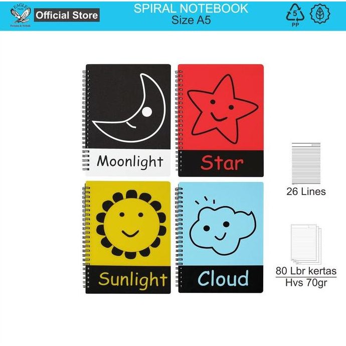 

SALE! BUKU TULIS SPIRAL / SPIRAL NOTEBOOK A5 TOMEX MOONLIGHT,SUNLIGHT,CLOUD