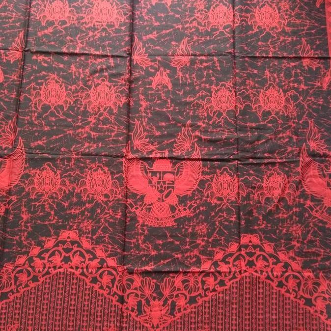 Kain Batik Motif Burung Garuda Pancasila Warna Merah Hitam Termurah