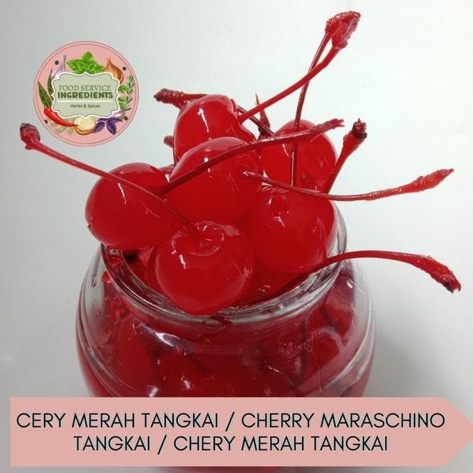 

] Cery merah tangkai 250gr / Cherry maraschino tangkai / Chery merah tangkai