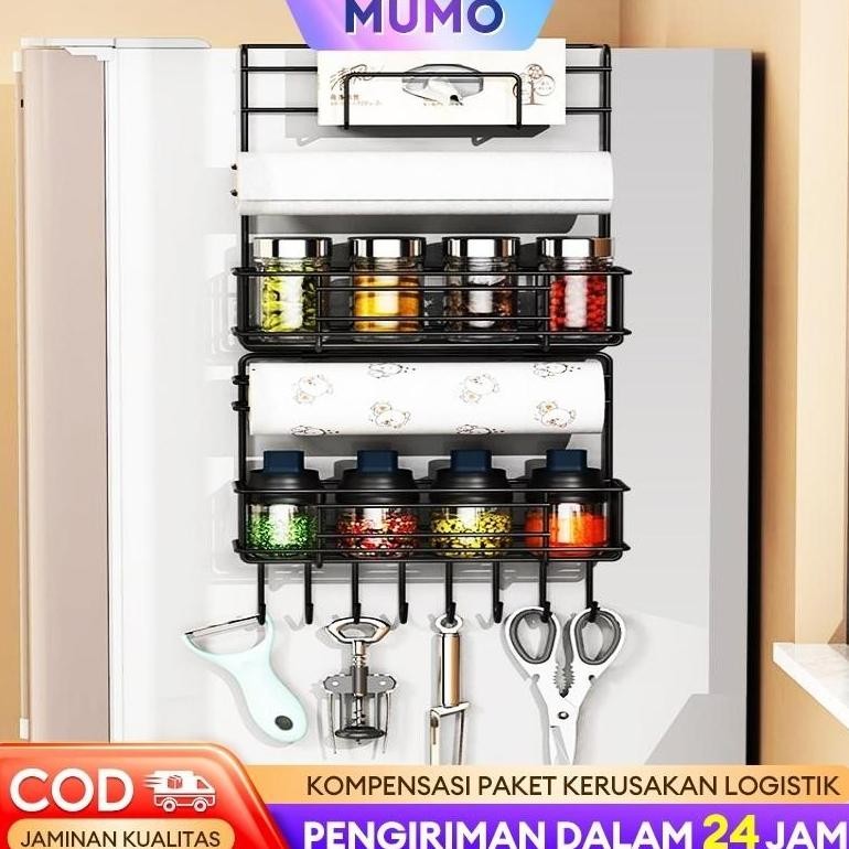 Rak Gantung Kulkas Dapur stainless steel Rak samping kulkas Rak bumbu dapur