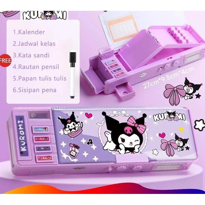 

ASB Tempat Pensil Password Multifungsi Sanrio Cinnamoroll Biru Kuromi Ungu Melody Pink Astronot Rocket Roket Karakter Lucu Kotak Pensil Alat Tulis Bahan Tahan Air Berkapasitas Besar Lapis Ganda Termasuk Rautan Pakai Sandi Merah Plastik