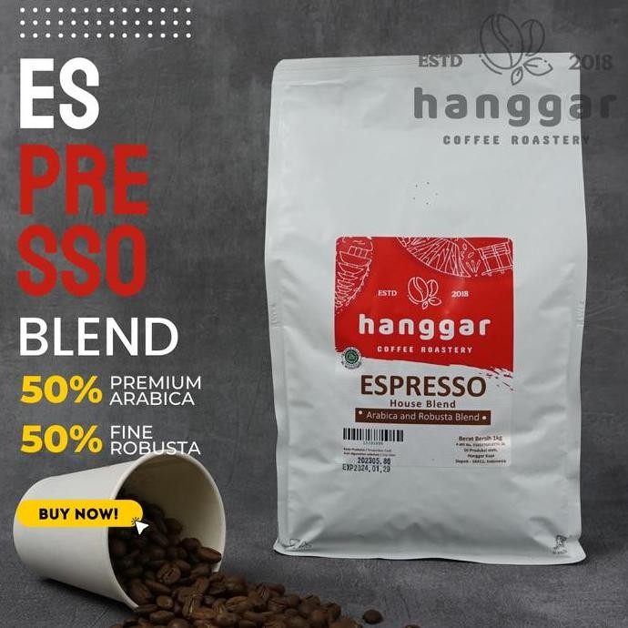 

ready stock Hanggar ESPRESSO HOUSE BLEND 1KG Roasted Coffee - Biji Kopi Espresso