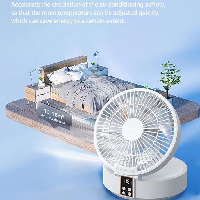 Promo Kipas Angin Fan Portable Usb Kipas Meja Led Display Kipas Portable Leher Baterai Tahan Lama Ba