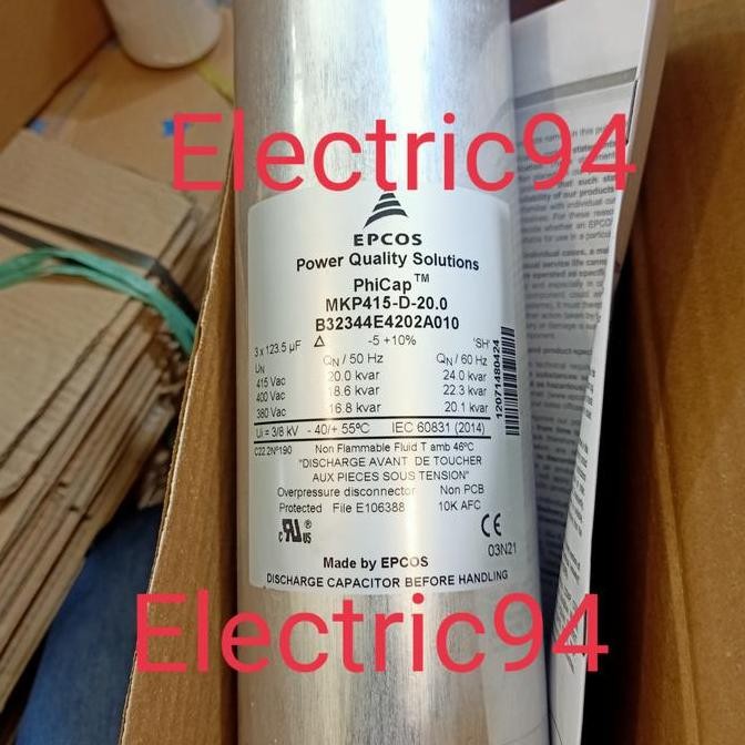 Capasitor 20kvar epcos 3 phase 415v MKP415-D-20