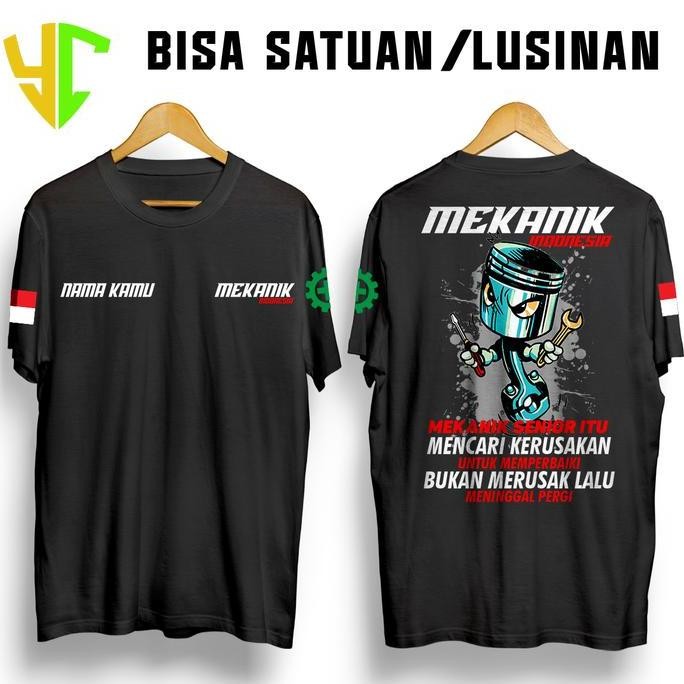 ready stock KAOS MEKANIK INDONESIA BISA PAKE NAMA KAMU DESAIN SENDIRI KAOS BENGKEL KUALITAS DISTRO -