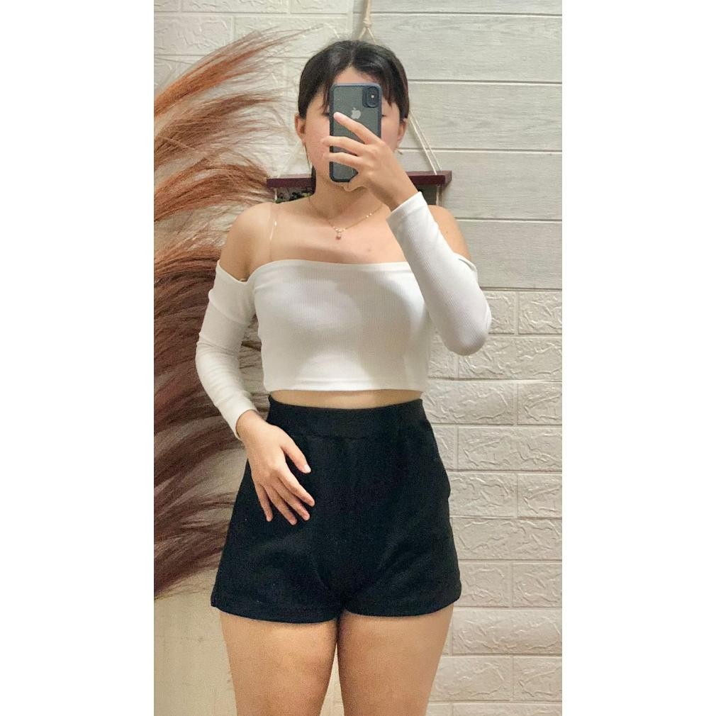 Longsleeve Korean Crop Top Tank Top Korea Kaos Lengan Panjang Rajut Baju Atasan Wanita Crop Tee B171