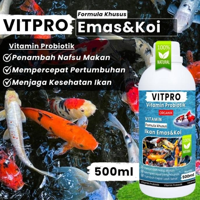 

Terlaris [Vitpro] Vitamin Probiotik Booster Pelet Pakan Ikan Koi Blitar Louhan Arwana Mas Koki Cupang Guppy, Mempercepat Pertumbumbuhan Dan Menjaga Kesehatan Ikan 500Ml