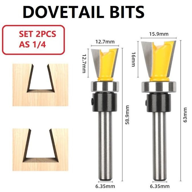 Mata Profil Dovetail Router Bit Slot Woodworking Joint ASLI