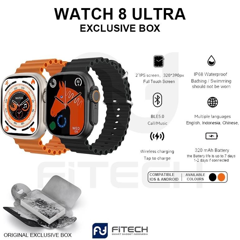 NAMPOL [ Original Bergaransi ] FITECH WATCH 8 ULTRA Bahasa Indonesia Original Box 1:1 Full Layar Inf