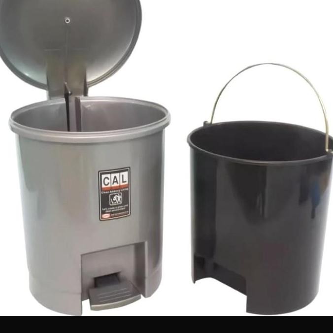 +++++] Tempat Sampah Abu Silver Injak + Ember Plastik Awet Kuat Tebal Shinpo Kapasitas 12 Liter 12L 