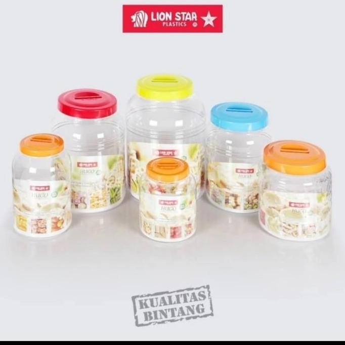 cusss order] Toples Plastik Lion Star Kedap Hugo Bulat Kotak Kapasitas 6L Toples Makanan Kerupuk Kue