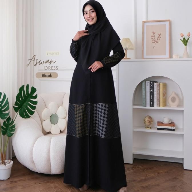 Kupnad Gamis Premium Wanita flowy dan adem - Aswan Dress