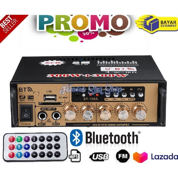POWER AMPLIFIER WIRELESS KARAOKE FLECO BT-198A/198B/BT-198B PRO 2000Watt/600watt  Amplifier Audio St