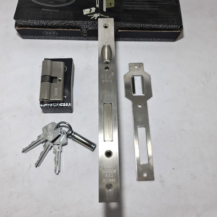 Kunci Pintu Body Lidah/ Pelor Ses 2030-40Mm + Cylinder 60 Mm Ss Sus304 Original Dan Terpercaya