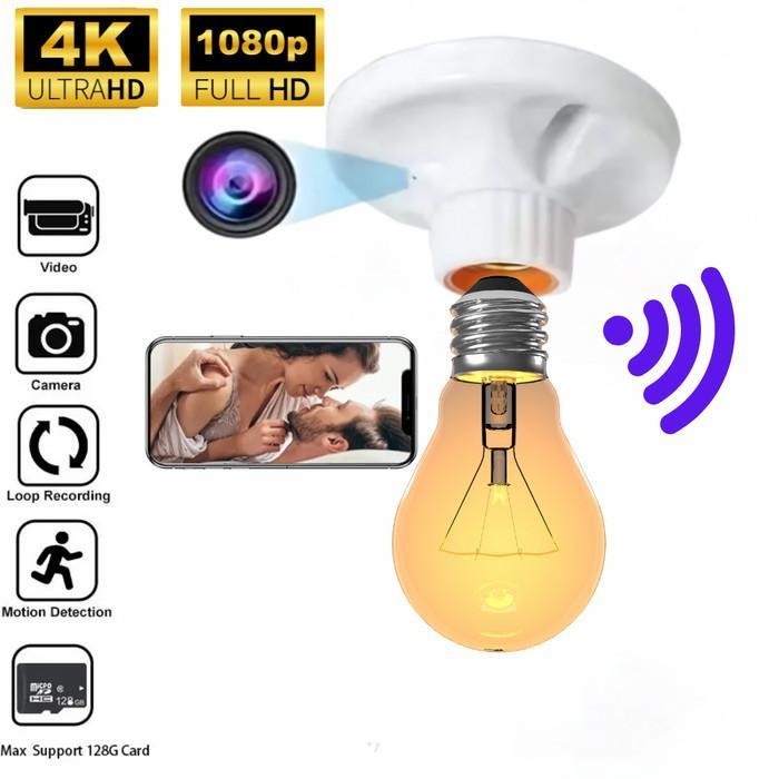 Camera Cctv Mini Socket Wireless Fitting Lampu Teknobi Kamera Mini Tersembunyi Cctv  Kecil  Wifi Tan