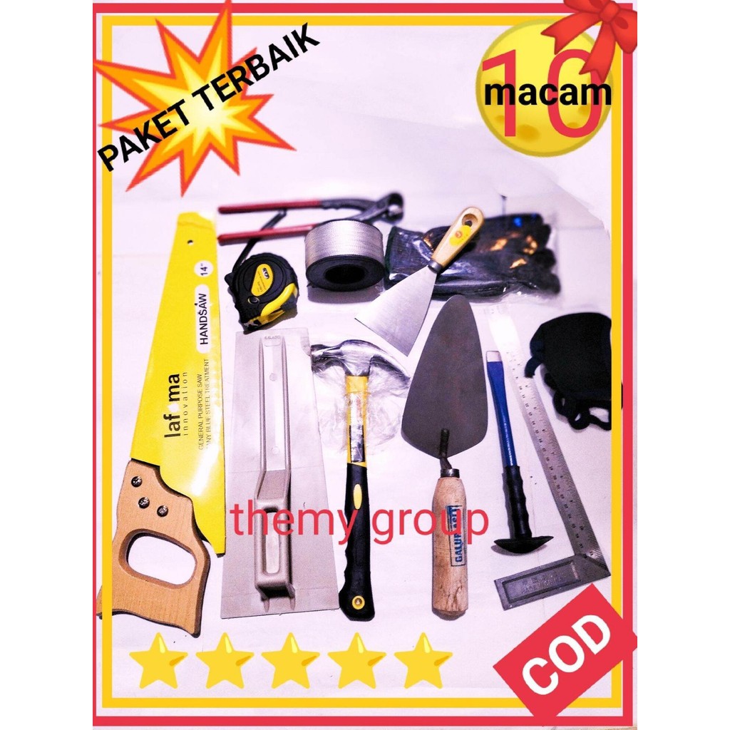 PROMO TERKINI DAN TERMURAH.. PAKET HEMAT PERKAKAS TUKANG/PAKET ALAT TUKANG BANGUNAN/PAKET TERLARIS