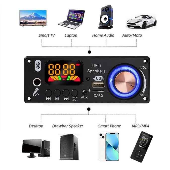 Baru Deer Board Modul Bluetooth Mp3 Remote Control Ampli Kit Cable Jq-D161Bt V1 Hifi Input Usb Micro