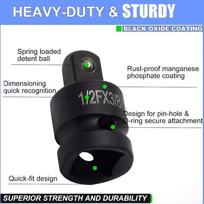 Baru Kunci Sock Rachet 6 Pcs Converter Adaptor Mata Sok Stang L Impact Set 1/4 3/8 1/2 3/4 Sambungan