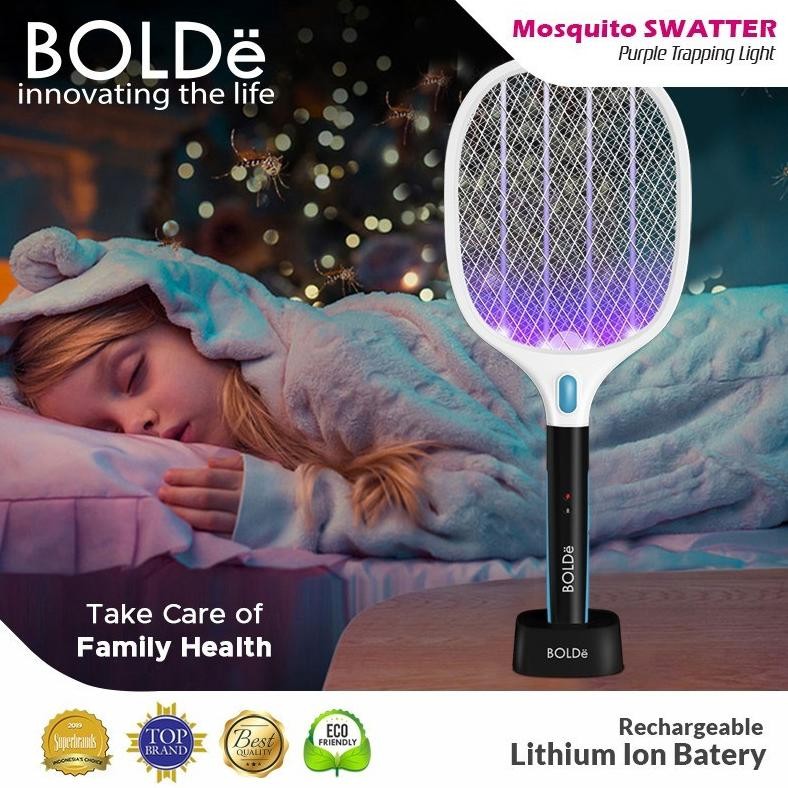 BOLDe Super SWATTER Purple Light - BOLDe Raket nyamuk Super Swatter 2 IN 1