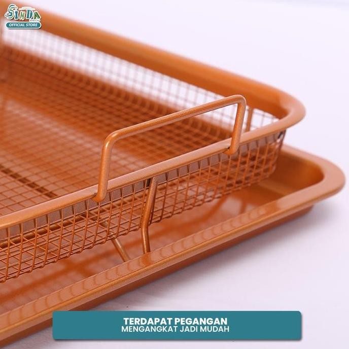 

SINDA (READY) Copper Crisper Tray - Loyang Oven Serbaguna: Baking Tray, Rak Pendingin, dan Peniris Minyak Stainless dalam Satu Produk! HC