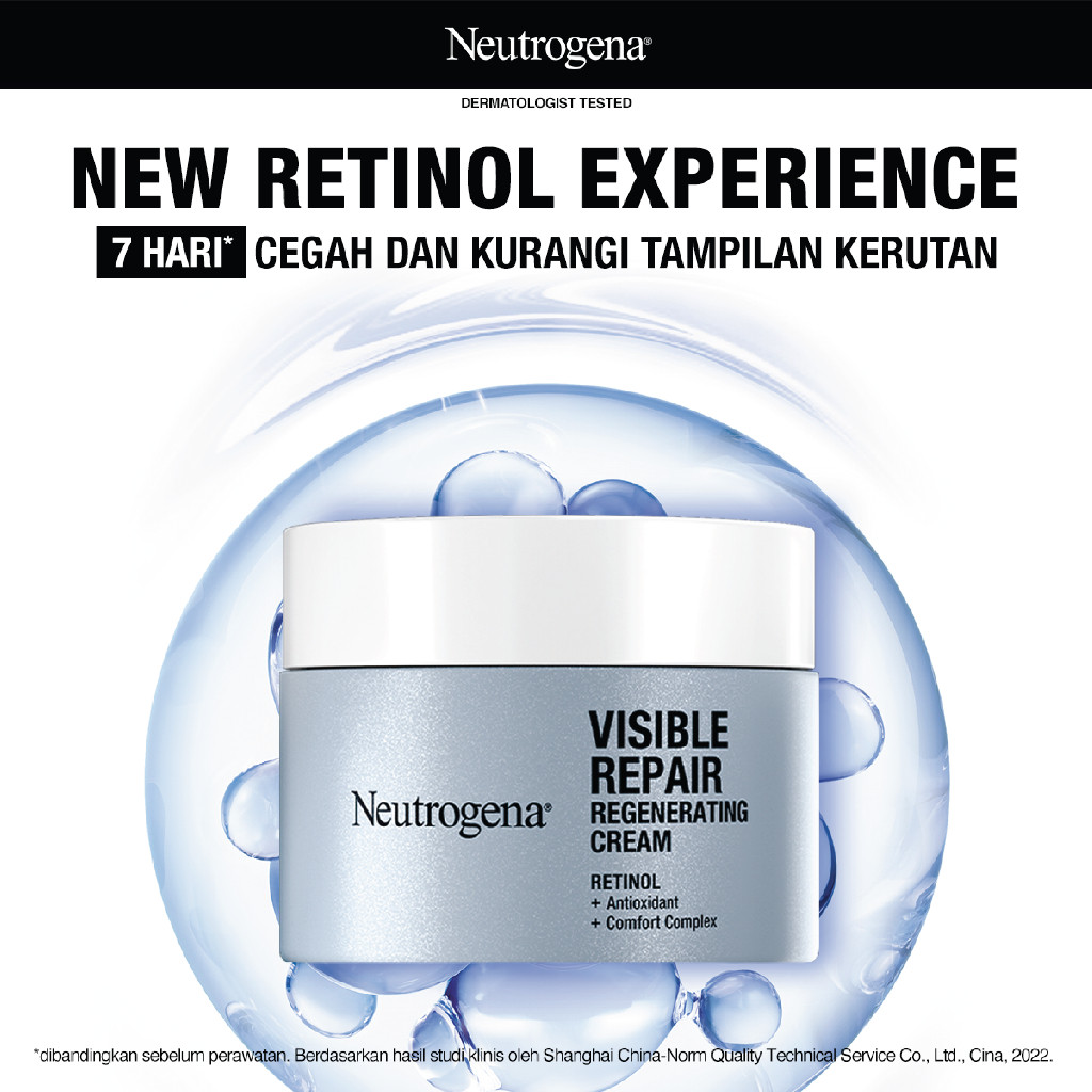 Neutrogena Visible Repair Regenerating Cream 50g - New Retinol Experience, Mencegah dan Mengurangi K