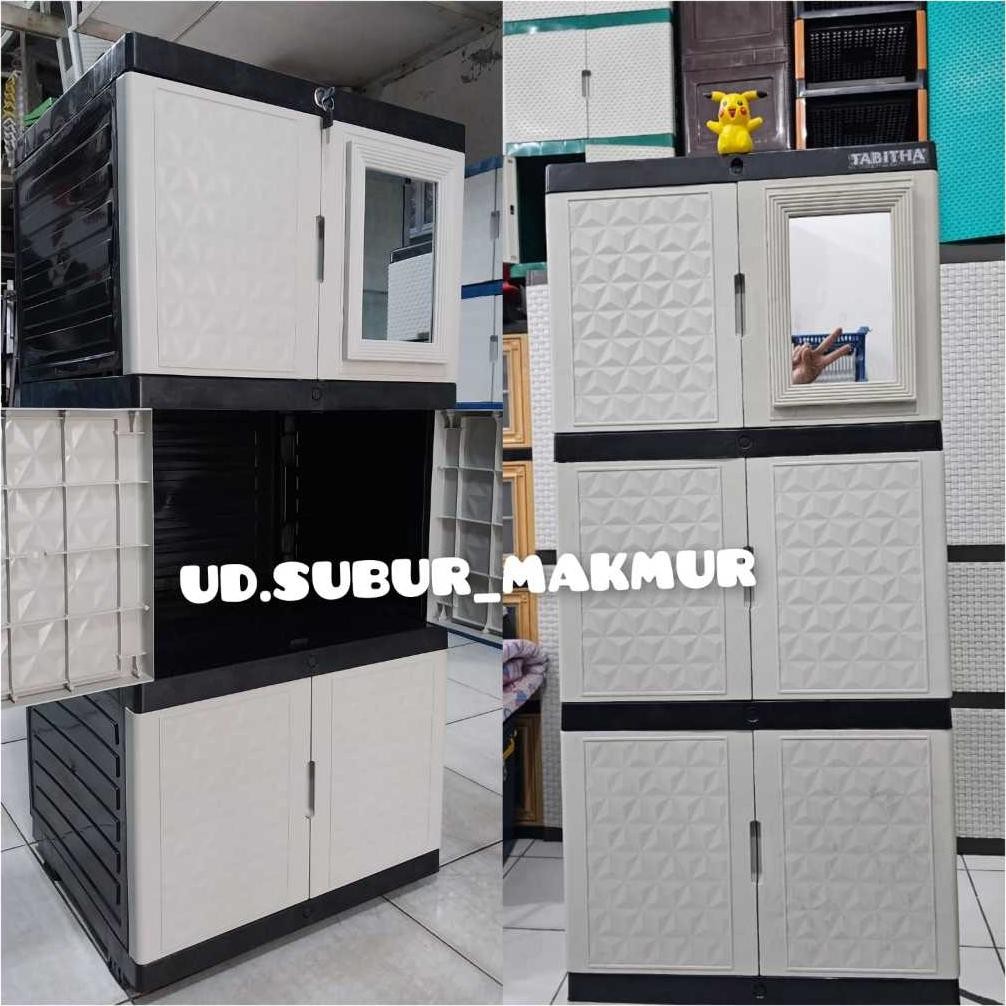 WK Lemari Plastik Lemari Pakaian Plastik Susun Kaca dan Kunci Susun 5