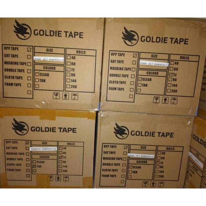 

BEBAS ONGKIR - KARTON Lakban GOLDIE hampir 2 inch 45 mm x 72 yard BENING/COKLAT