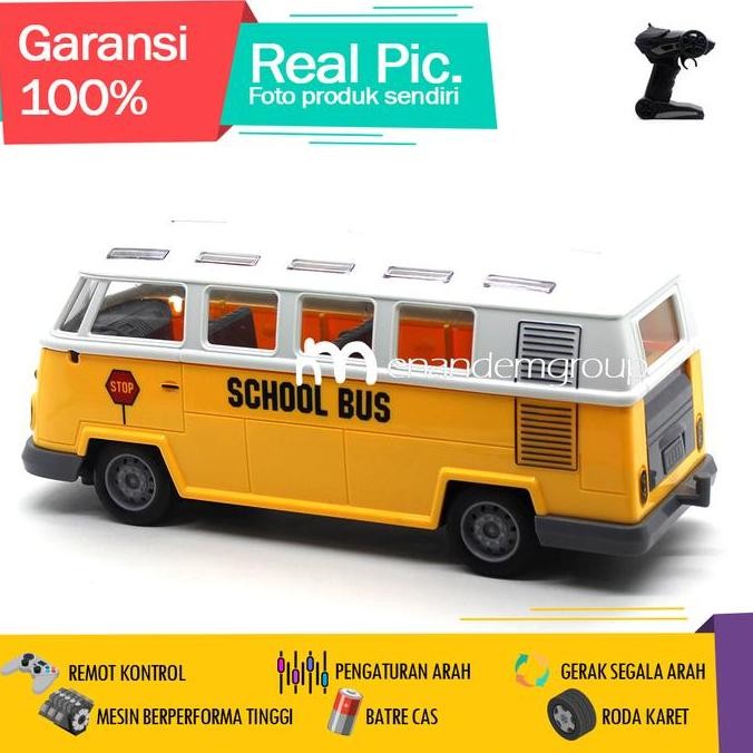 Terjangkau Mainan Mobil Remot Kontrol Rc Bus Sekolah Vw Combi Lampu Led