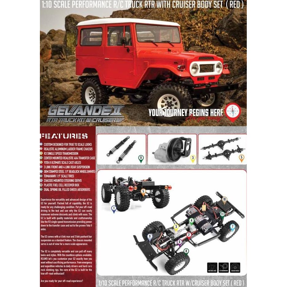Spesial Rc4Wd Gelande Ii Rtr Truck W/ Cruiser Body Set (Red)