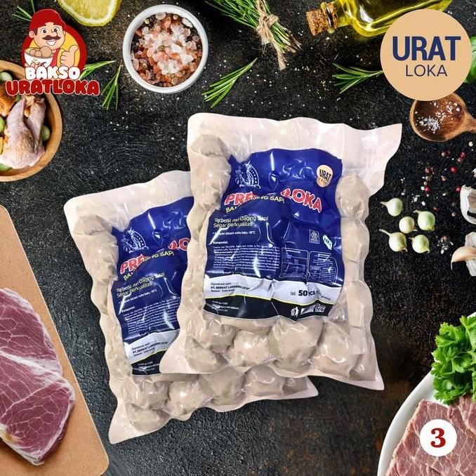 

URATLOKA isi 50 Butir Berat 750gr Bakso Daging Sapi Premium Ada Tambahan 20% Urat Sapi