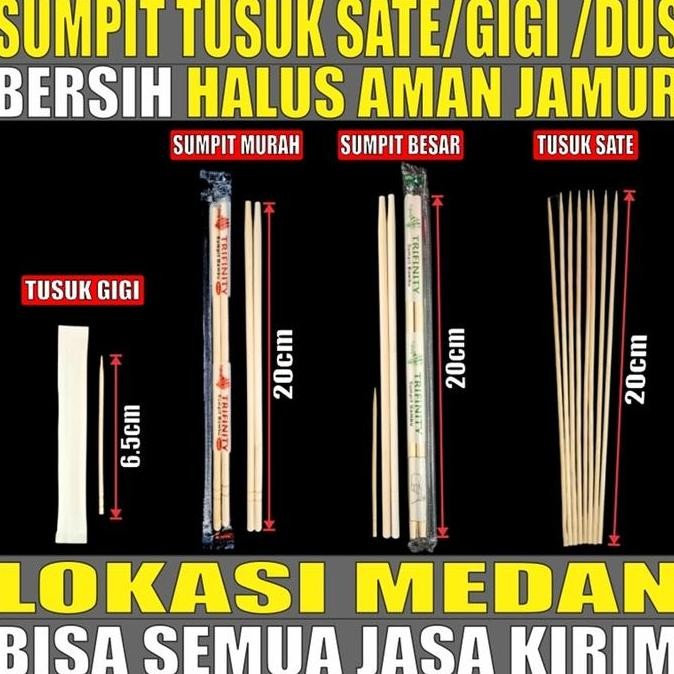 BEBAS ONGKIR - Sumpit Bambu Trifinity + Tusuk Gigi Higienis + Tusuk Sate Dus Js Krm Medan