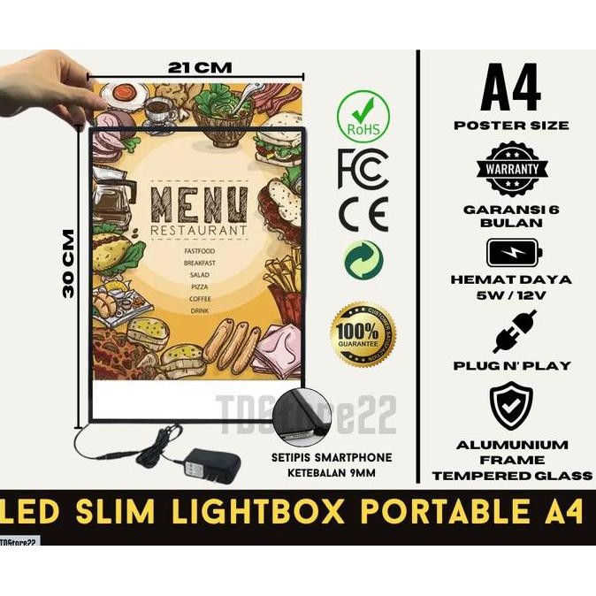 

Slim Light Box Led Frame Advertising - Display Poster Led A4 New Stok