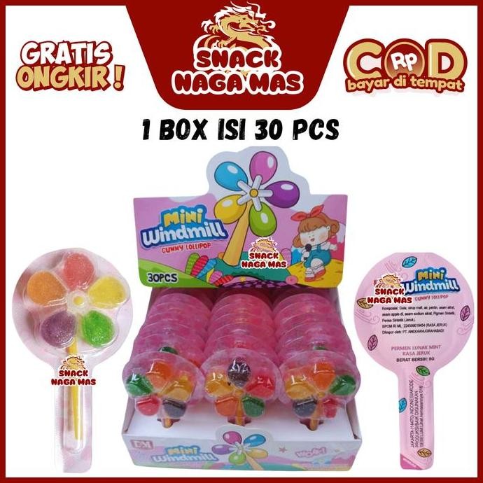 

DSM PERMEN MINI WINDMILL BENTUK KIPAS MINI [1 BOX ISI 30] Candy Gummy Susu