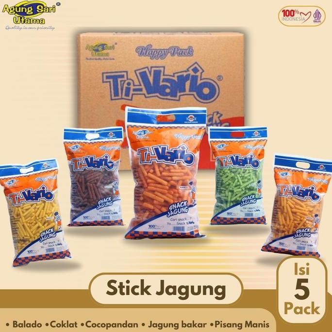 

TI-VARIO STIK JAGUNG 1 DUS ISI 5 - Jagung Premium - Jajanan Viral - Cemilan - Jagung - Cemilan Anak - Murah Snack Camilan