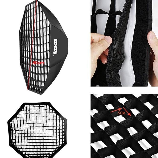 Ezmode Studio Lighting Stand + 4 Socket Octagon Softbox 80Cm With Grid New Stok