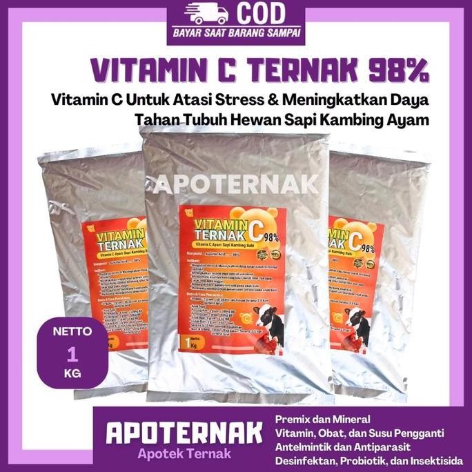 

Terlaris Vitamin C Ternak 98% 1 Kg Meningkatkan Daya Tahan Tubuh Ternak Unggas Ayam Pedet Sapi Ikan