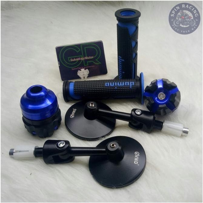 Promo Spion Jalu Bulat + Jalu As Roda Jumbo + Handgrip Model Shark Universal Nmax,Aerox,Pcx,Vario,Be