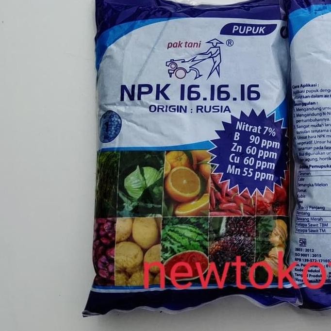 

Terlaris Pupuk Npk Rusia 16 16 16 Npk Biru Pak Tani 16-16-16 Kemasan 1 Kg