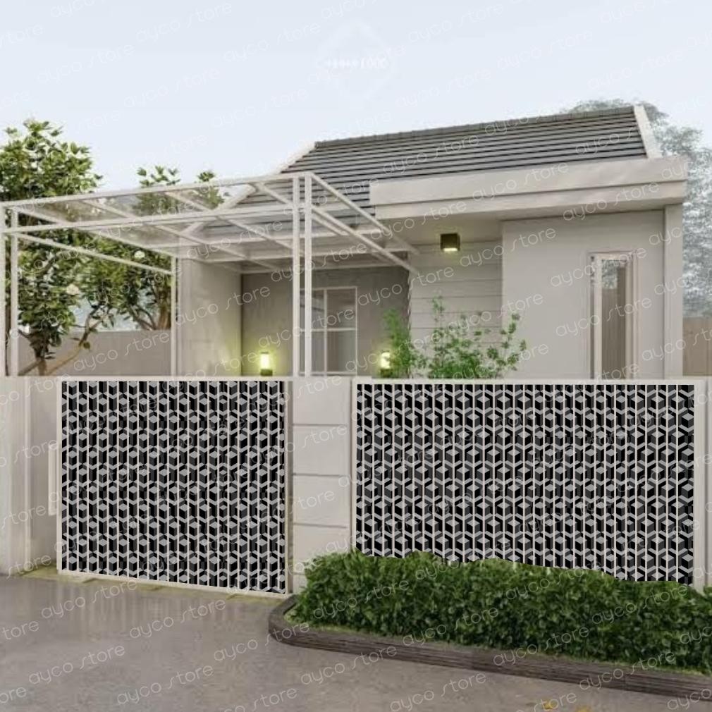 PJ Fiber Penutup Pelapis Pagar Plastik Motif - Master Art 3D Kubus Laminasi