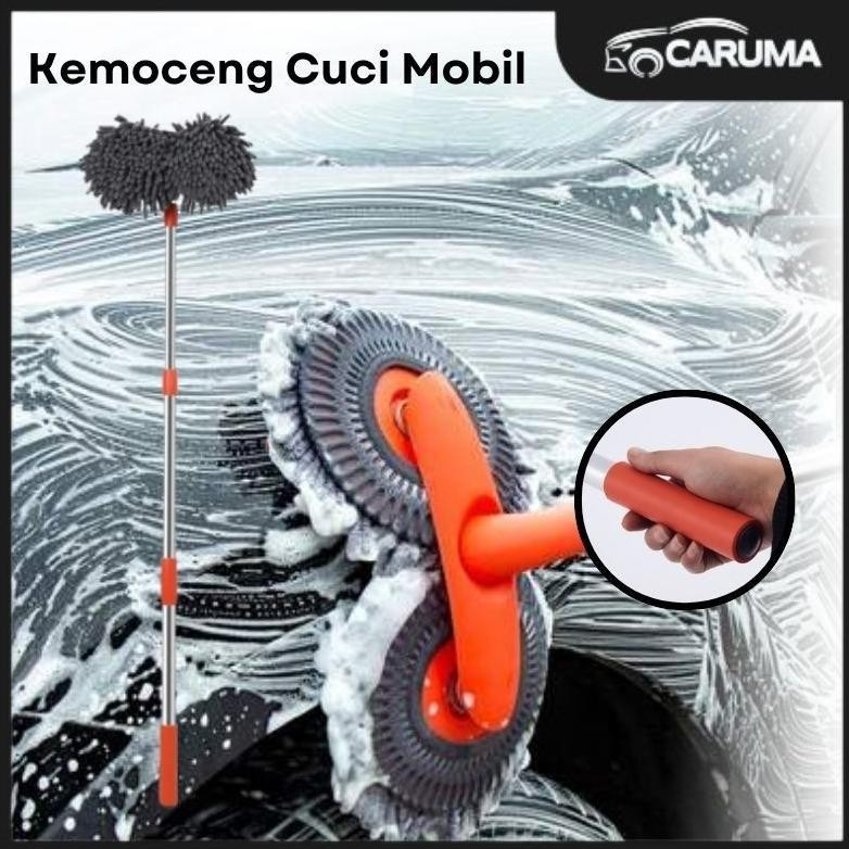 Kemoceng Microfiber Premium 2 Sisi Kemoceng Cuci Mobil Anti Tergores Kemoceng Telescopic Cendol