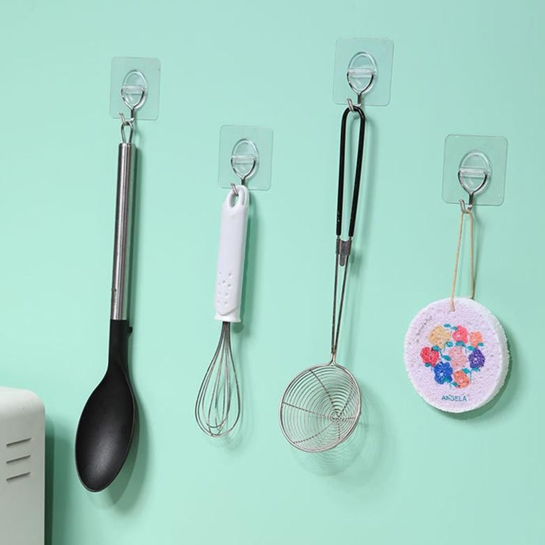 IK 10 Buah Gantungan Tempel Transparan/Maks 5-8kg/Gantungan Tempel Hook/Gantungan Dinding Kait Magic