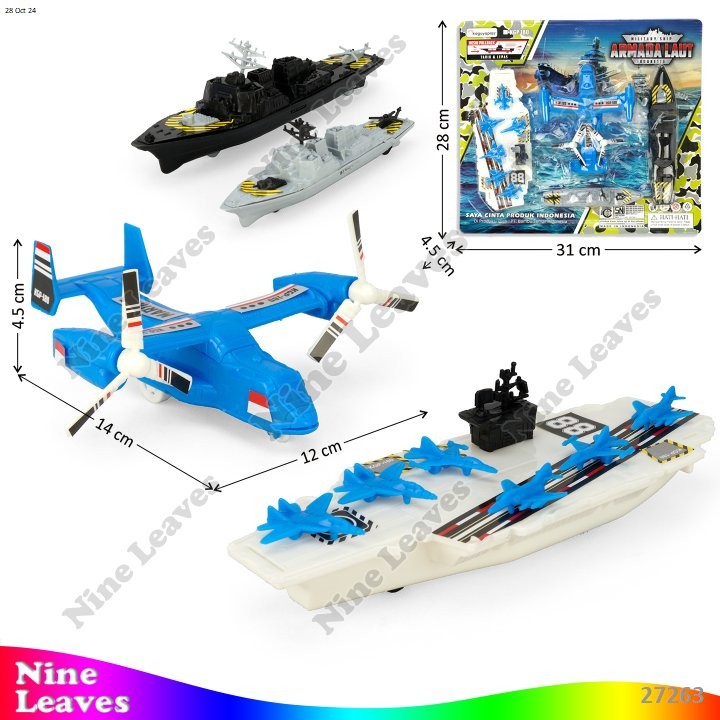 Mainan Kendaraan Tempur Kapal Induk dan Pesawat 13-18 cm 2 Pcs Pullback - KGP180