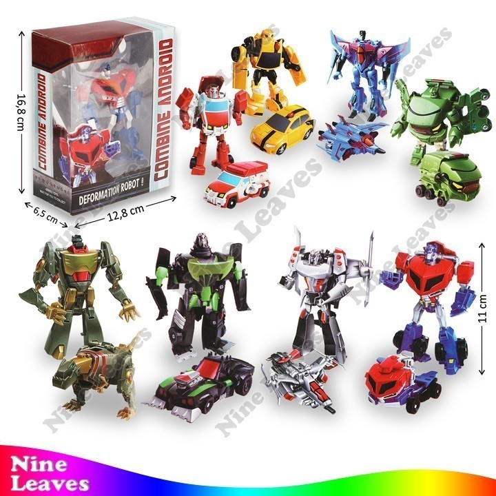 [SET 8 Pcs] Mainan Robot Deform 8 Pcs Combine Android Mainan Robot Berubah Bentuk
