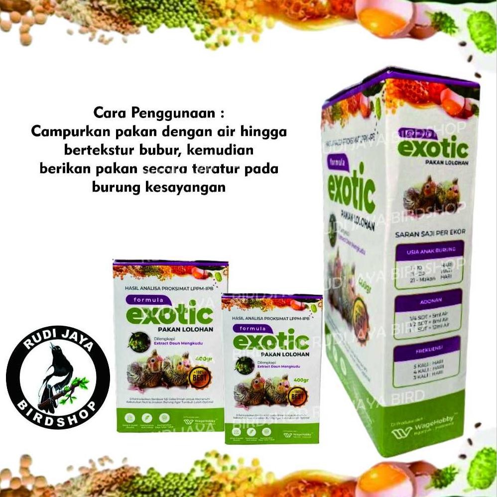Aq-54 Hj-77 Formula Exotic 1 Kotak 400Gram Bubur Pakan Makanan Loloh Lolohan Anakan Piyik Burung Spe