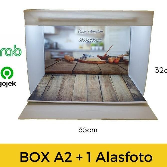 Mini Box Studio Foto Led Uk. A2 ( 44X30X24 Cm) Motif Makanan Dan Kayu3 New Stok
