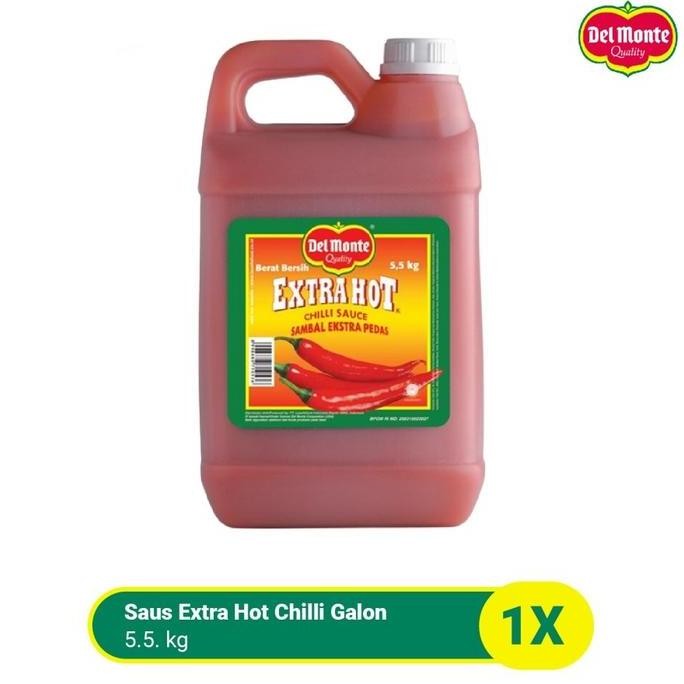

Tersedia SAUS SAMBAL DEL MONTE EXTRA HOT CHILLI SAUCE GALON 5.5 KG DELMONTE
