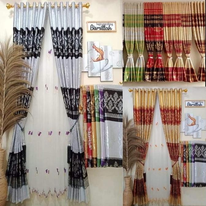 gorden blackout prin emas 250cm untuk jendela dan pintu rumah minimalis terbaru tirai ruang tamu ter