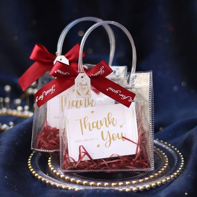 

siap kirim (grosir 10 buah) tas mika kancing hampers goodie bag premium