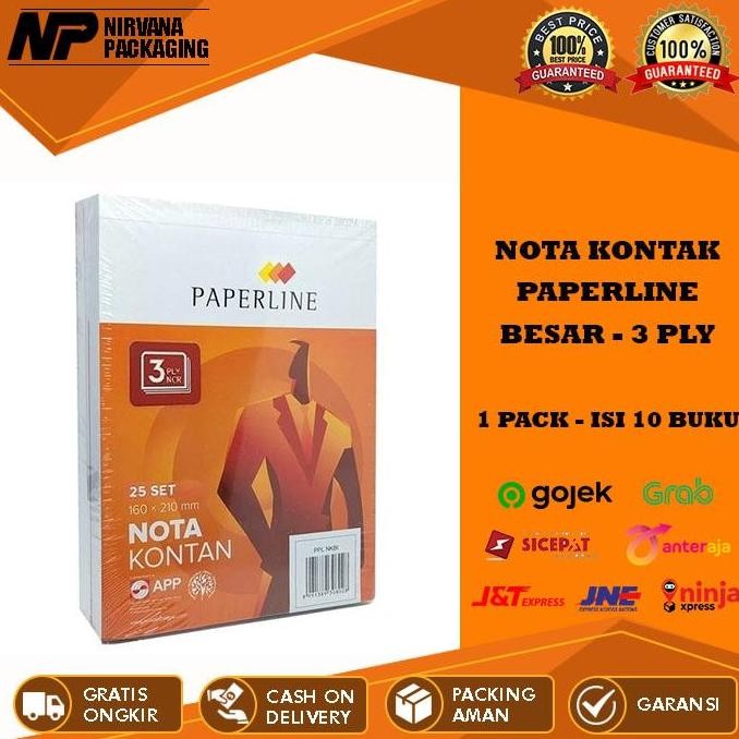 

produk baru!! nota kontan besar 3 ply 3ply paperline rangkap 3 / b3 ppl 1 pack isi 10 buku merah putih white
